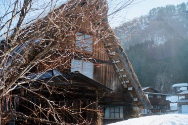 Shirakawago, Japonya kışı.