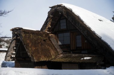 Shirakawago, Japonya kışı.