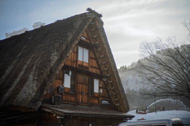 Shirakawago, Japonya kışı.