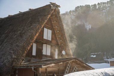 Shirakawago, Japonya kışı.