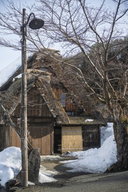 Shirakawago, Japonya kışı.