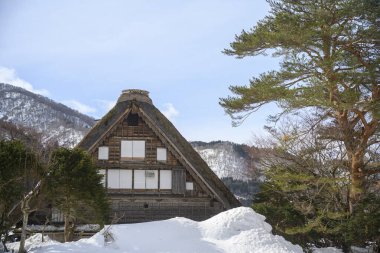 Shirakawago, Japonya kışı.