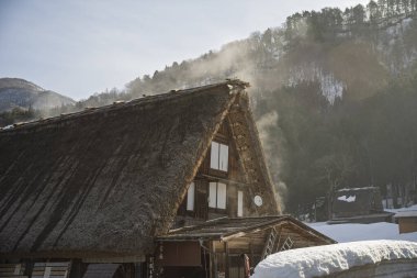 Shirakawago, Japonya kışı.