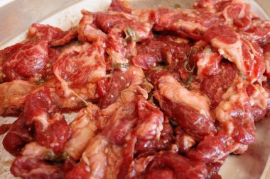 delicious lamb meat on silver plate