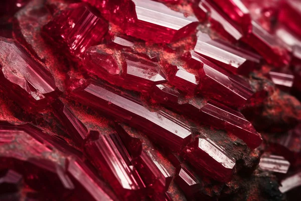 red gemstone texture, proustite crystals in wild environment .Generative AI