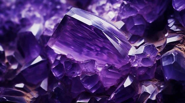 texture of purple amethyst gemstone, close-up section.Generative AI