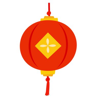 Düz dizayn edilmiş, izole edilmiş vektör illüstrasyonunda Çin Feneri simgesi. Çince sembol