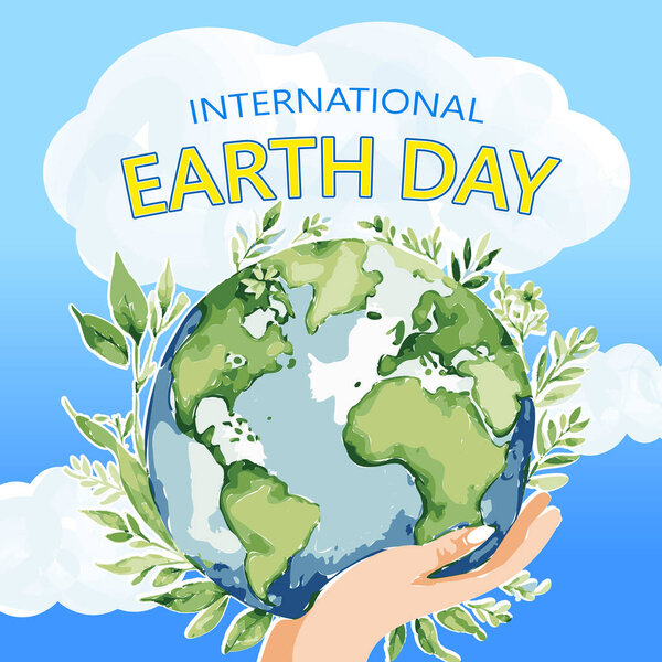 Земной день МЕЖДУНАРОДНЫЙ ДЕНЬ ЗЕМЛЯ Иллюстрации шаблон дизайна.