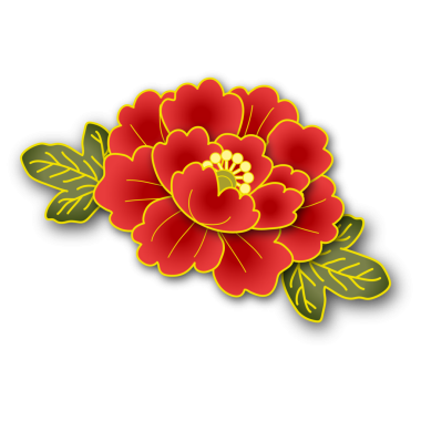 Siyah üzerine kırmızı çiçek