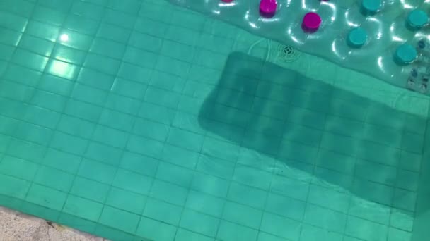 Overhead Perspective Swimming Pool Featuring Vibrant Green Tiles — Video
