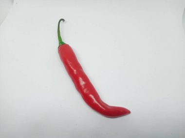 Beyaz zemin üzerinde kırmızı biber (Cabe merah) izole