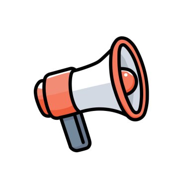 Bir Megafonun Çizimsel Vektör Çizimi, Sembolize İletişim ve Kamu Adresi