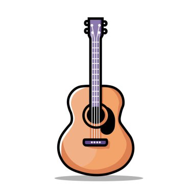 Strings, Fretboard ve Sound Hole in Realistik Style ile Akustik Gitarın Çizimsel Vektör Karikatürü