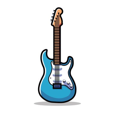 Amplifikatör, pikaplar ve Gerçekçi Biçimli Kontrollü Elektronik Gitarın Çizimsel Vektör Çizimi 