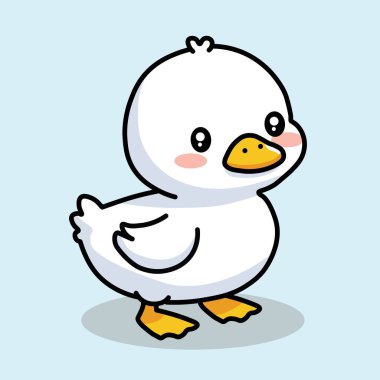 Oyuncu İfadesiyle Şirin ve Çekici Küçük Ördeğin Çizimsel Vektör Çizimi