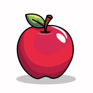 Kırmızı Elma 'nın Çizimsel Vektör Karikatürü, Tazelik, Sağlık ve Temptatio' yu Sembolize Ediyor