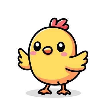 Çizim Vektörü Şirin Kawaii Sarı Piliç Çizgisi