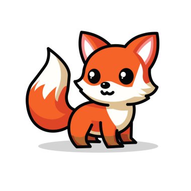 Sevimli bir Kızıl Tilki Karakterinin Çizimsel Vektör Çizimi