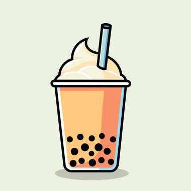 Krem şantili köpüklü Çayın Çizim Vektörü Çizimi