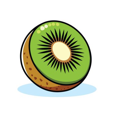 Dilimlenmiş Kivi Meyvesinin Çizimsel Vektör Çizimi