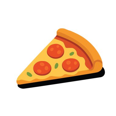 Erimiş Peynir ve Dilimlenmiş Toplarla Lezzetli Pepperoni Pizzasının Çizimsel Vektör Çizimi