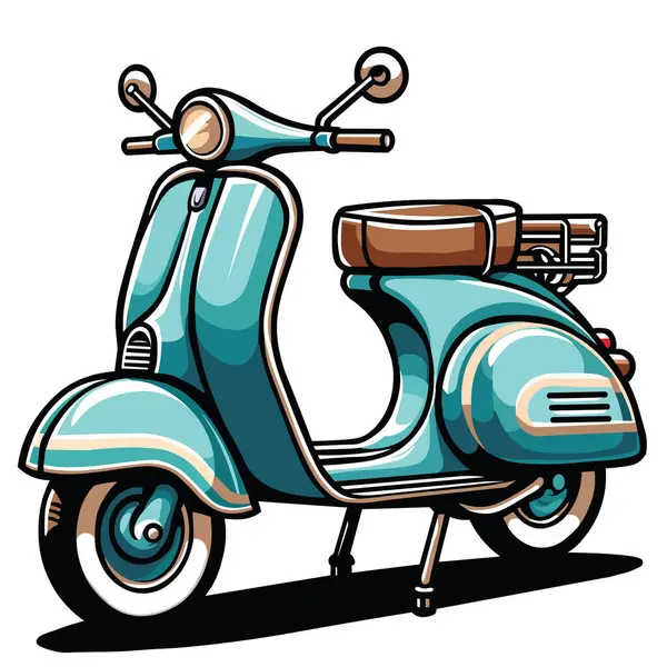 Vintage Vespa Scooter 'ın Görüntü Vektörü Grafik Çizimi