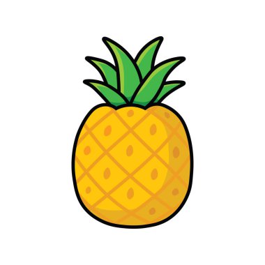 Detaylı Dokusu Olan Taze Olmuş Bir Ananasın Çizim Vektörü Çizimi