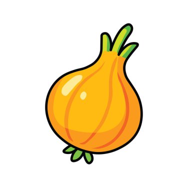Taze Sarı Soğanın Çizimsel Vektör Karikatürü