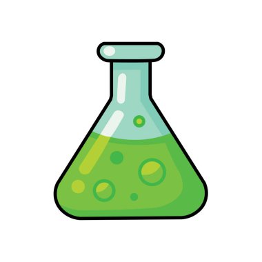 Yeşil Sıvı ile bir Erlenmeyer Matarasının Çizim Vektörü Çizimi