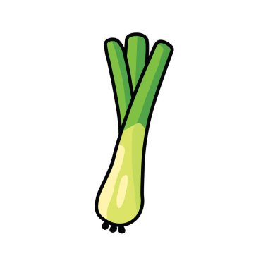 Taze Yeşil Scallion ya da Taze Soğan Çizgi Filmi