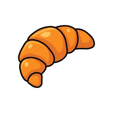 Fırınlanmış kruvasanın Çizimsel Vektör Karikatürü