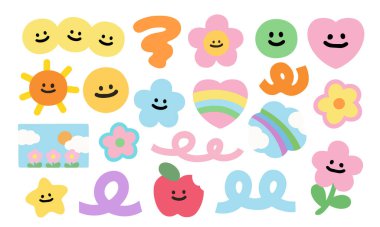 Soyut karalamalar, çiçekler, kalp, yıldız, güneş, bahçe, bahar, logo, ikon, çiçek deseni, çocuk deseni, kıyafet, çizgi film, karakter, sevimli yamalar, broş, peluş oyuncak, Valentine