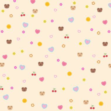 Oyuncak ayı, kalp, çiçekler, şirin duvar kağıdı, arkaplan, kumaş baskısı, afiş, şablon, telefon kılıfı, çerçeve, kartpostal, sosyal medya postası, yaz şablonu, çocuk kıyafetleri, gömlek, kitap kapağı, not, çıkartması