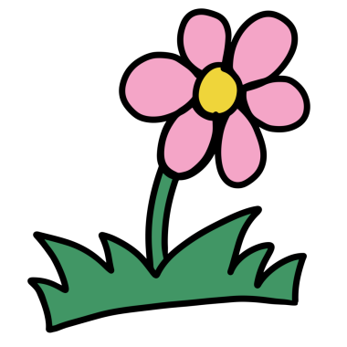 El çizimi pembe çiçek ve yeşil çimenler bitkiler için, ağaç, çiçek deseni, doğa, bahçe, sevimli yamalar, broş, çıkartma, logo, ikon, çiçek, çiçek, piknik, arka bahçe, park, bahar, yaz