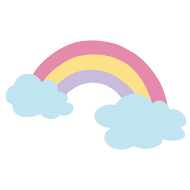 Yaz için çocuk boyama tarzında bulutlu gökkuşağı, piknik unsuru, çıkartma, logo, ikon, klip sanatları, dövme, dekorasyon, gömlek baskısı, kart, sosyal medya