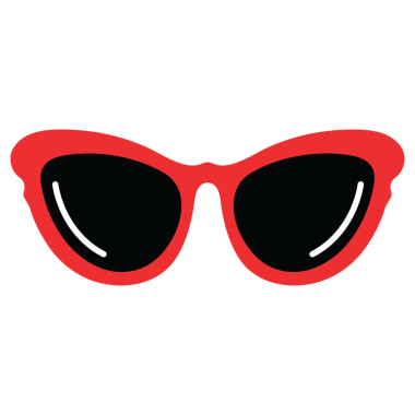 Dekorasyon, bahar ve yaz için kırmızı güneş gözlüğü, plaj havası, moda, aksesuar, kostümler, online alışveriş, market alışverişi, süpermarket, seyahat, tatil, güneş gözlüğü, sıcak hava, şirin yama, logo, simge, etiket, yama