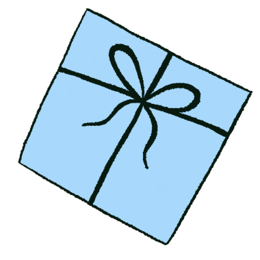 Şeffaf arkaplan, el çizimi pastel mavi hediye kutusu Noel, Yeni Yıl, yazı tipi, kış, şenlik, kampanya logosu, simge, sembol, etiket, dekor, dövme, sosyal medya, kutlama, şirin yamalar, broş, hediye