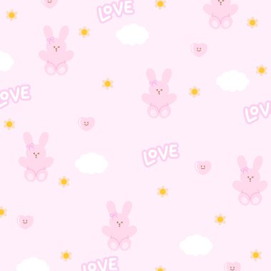 Bunny, çiçek, çiçek, çiçek deseni, kız deseni, çocuk bezi, hediye paketi, ambalaj, kumaş, duvar kağıdı, arka plan, kadın tekstil, kıyafet, Sevgililer Günü kartı, Paskalya, hayvan, yorgan, battaniye, perde, telefon kılıfı