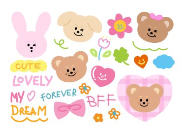 Köpek yavrusu, tavşan, çiçek, yonca yaprağı, kalp, oyuncak ayı, arkadaşlık ikonu, logo, hayvan, paskalya, hayvanat bahçesi, hayvan, hayvan, hayvan, maskot, şirin yamalar, gömlek baskısı, yazı tipi, tipografi, aşk işareti,