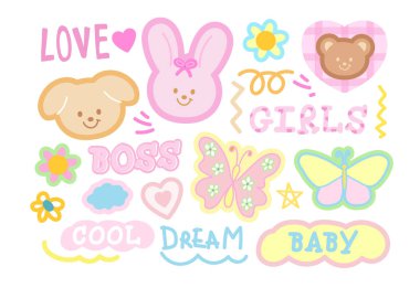 Köpek yavrusu, tavşan, oyuncak ayı, kelebek, çiçek, hayvan dükkanı, veteriner, hayvanat bahçesi, hediyelik eşya dükkanı, mutlu paskalya, bahar ve yaz, kadın yetkilendirmesi, feminist, font, tipografi, metin, mesaj, sevimli yama, oyuncak, oyuncak, oyuncak