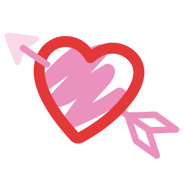 Kırmızı çizgi, sevgililer günü kartı için oklu pembe kalp, şirin çıkartma, çocuk boyama kitabı, resim, dövme, dekorasyon, aşk işareti, sembol, baskı, broş, şubat ögesi, ürün, model