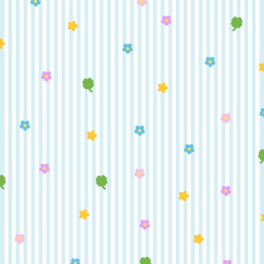 Pastel mavi ve beyaz çizgili arka plan yonca yaprağı, yıldız, çiçek şanslı duvar kağıdı için fon, çiçek deseni, çiçek deseni, hediye paketi, kağıt tasarımı, pijama, kumaş baskısı, piknik battaniyesi, yorgan, perde, evcil hayvan giysileri, telefon kılıfı,