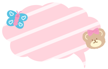 Çizgi film, çizgi roman, komedi, diyalog, konuşma, iletişim, çıkartma, sosyal medya paylaşımı, dekorasyon, baskı, mesaj, hayvanlar, hediyelik eşya dükkanı için pembe metin baloncuğu, kelebek ve şerit desenli resim