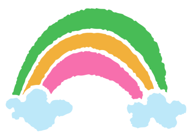 Yapıştırma, çocuk çizim stili, sanat, dövme, bahar, yaz, dekorasyon, yama, broş, gömlek baskısı, işaret, sembol, emoji, Gurur Ayı için el çizimi gökkuşağı ve bulutlar.
