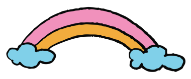 Yapıştırma, çocuk çizim stili, sanat, dövme, bahar, yaz, dekorasyon, yama, broş, gömlek baskısı, işaret, sembol, emoji, Gurur Ayı için el çizimi gökkuşağı ve bulutlar.