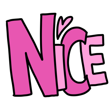 Kart, yazı tipi, tipografi, kaligrafi, sevimli yamalar, gömlek izi, kampanya kartı, kartpostal, poster, metin, süsleme, broş, iltifat için NICE mektuplarının el çizimi