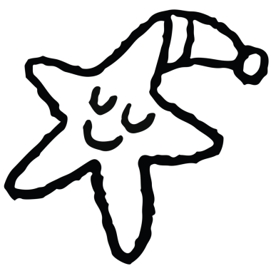 Çocuk boyama kitabı, çizgi film karakteri, maskot, çizgi roman, dövme, kumaş baskısı, dekorasyon, sevimli yama, ikon, gömlek baskısı, sanat, resim etkinliği için şapka anahatlı uyku yıldızı tasviri