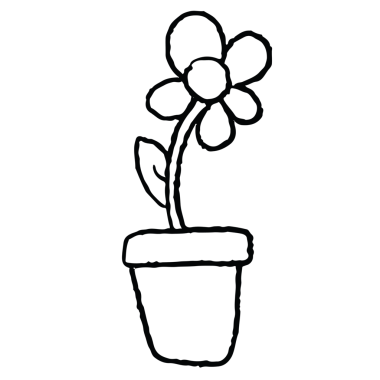 Çocuk boyama kitabı, sanat, eskiz, boya, bitkiler, ağaç, çiçek deseni, doğa, bahçe, çıkartma, çiçek, çiçek, bahar, yaz, ev, ev bahçesi için çiçek saksısına el çizimi çiçek kabı.