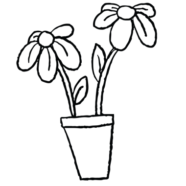 Çocuk boyama kitabı, sanat, eskiz, boya, bitkiler, ağaç, çiçek deseni, doğa, bahçe, çıkartma, çiçek, çiçek, bahar, yaz, ev, ev bahçesi için çiçek saksısına el çizimi çiçek kabı.