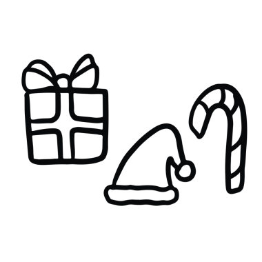 Noel Baba şapkası, hediye kutusu, çocuk boyama kitabı için şeker kamışı, sanat, Noel ve yeni yıl dekorasyonu, süs, kart baskısı, çıkartma, şenlikli kış, yamalar, gömlek baskısı, mutlu tatiller